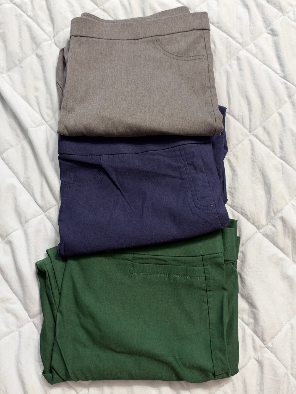3 Pack Alfred Dunner Women’s Stretch Dress Pants in Gray, Navy, and Green 16P